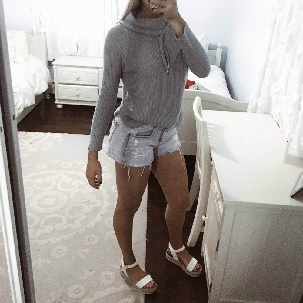 blue long sleeve turtle neck